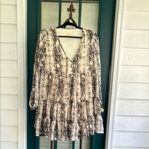 Dress Up Snake Print tiered Mini Dress size Small